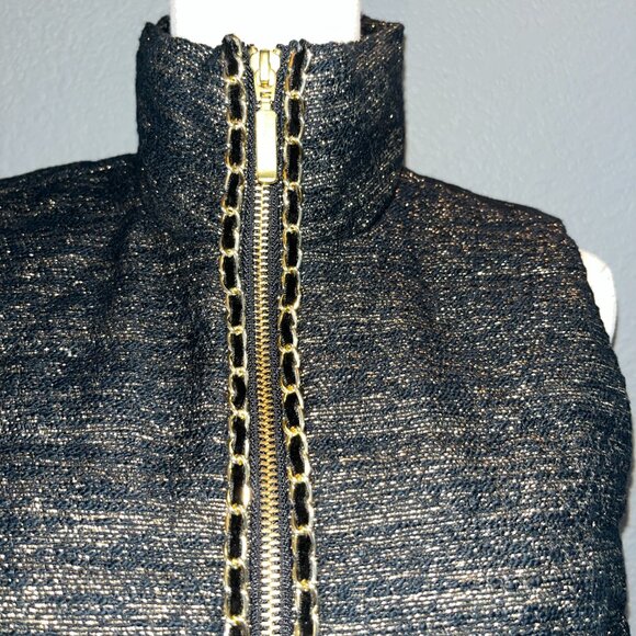 LILLY PULITZER NOELLA DOWN VEST BLACK & GOLD FULL ZIP COLORFUL LINING - NWT - S - Picture 4 of 16